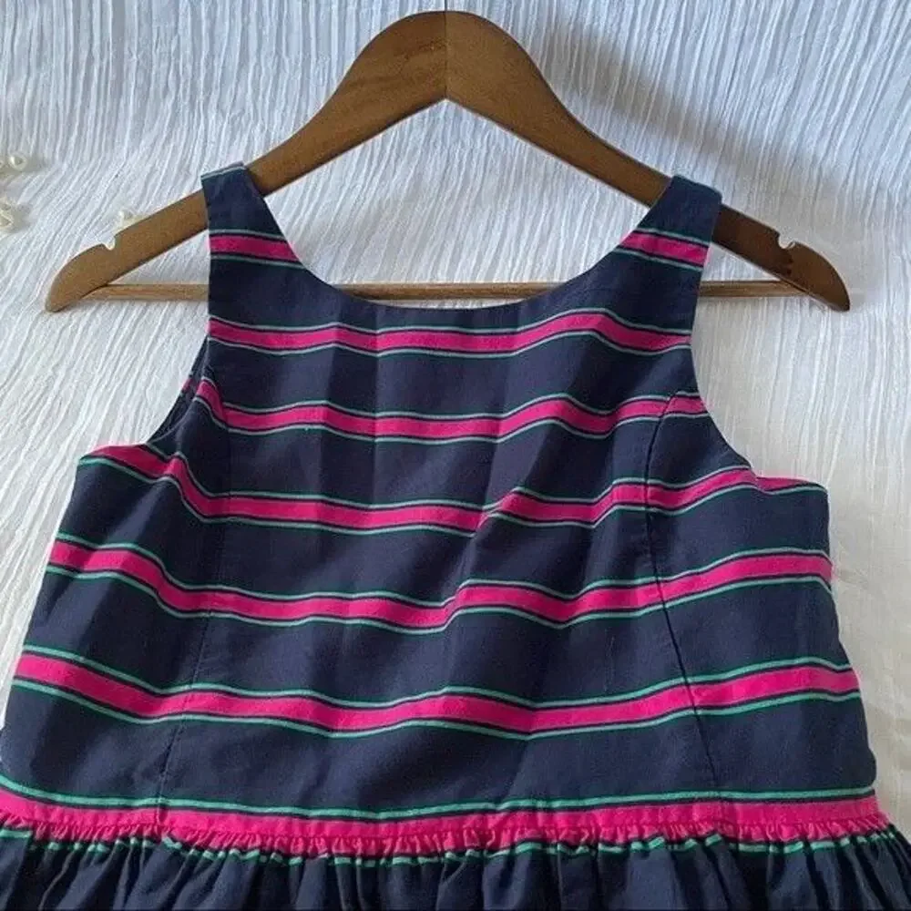 Ralph Lauren · 16 · Navy Blue Dress · Pink/Green Stripe · 100% Cotton